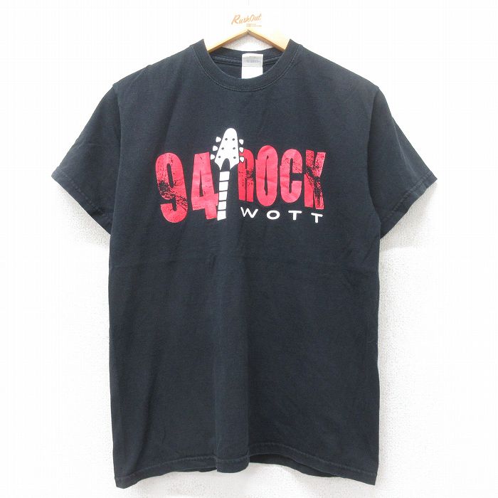 M★古着 半袖 ビンテージ Tシャツ メンズ 00年代 00s 94ROCK WOTT コットン クルーネック 黒 ブラック 25jul11 中古