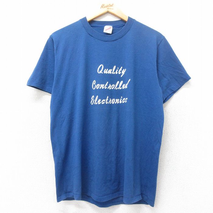 L★古着 ジャージーズ 半袖 ビンテージ Tシャツ メンズ 80年代 80s Electronics クルーネック USA製 青 ブルー 25jul11 中古