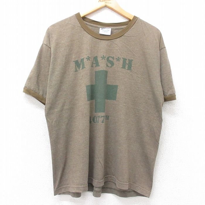 L★古着 半袖 ビンテージ Tシャツ メンズ 00年代 00s MASH クルーネック 茶系 ブラウン 霜降り リンガー 【spe】 25jul11 中古
