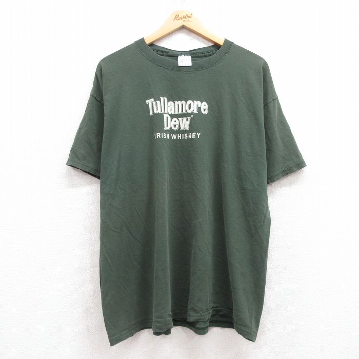 XL★古着 半袖 ビンテージ Tシャツ メンズ 00年代 00s Tullamore Dew 大きいサイズ コットン クルーネック 緑 グリーン 25jul11 中古