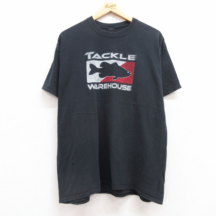 XL★古着 半袖 ビンテージ Tシャツ メンズ 00年代 00s 魚 大きいサイズ クルーネック 黒 ブラック 25jul11 中古