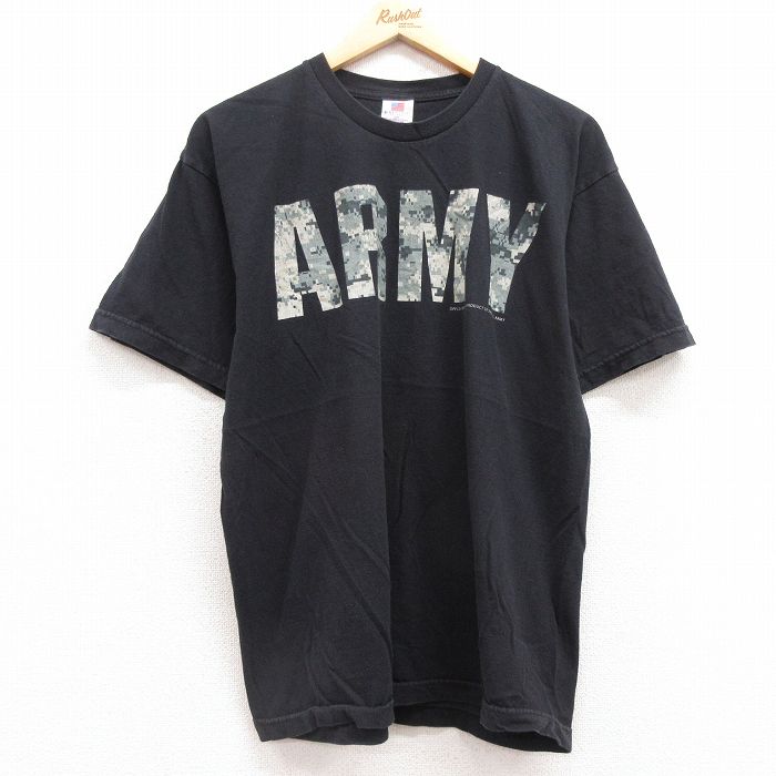 【20%OFF】L★古着 半袖 ビンテージ Tシャツ メンズ 00年代 00s ミリタリー アーミー AMRY コットン クルーネック USA製 黒 ブラック 25jul11 中古