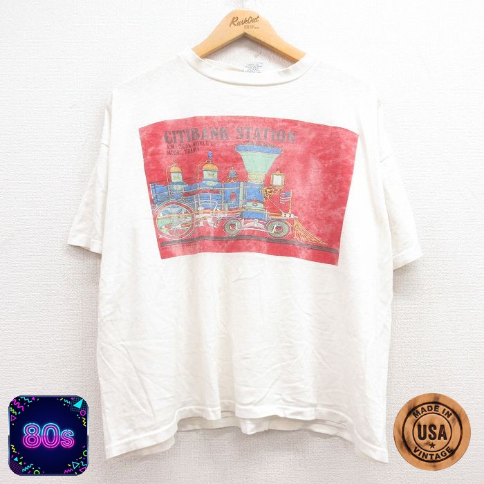 【50%OFF】80s 半袖Tシャツ 汽車 ホワイト XL | 古着