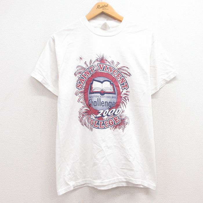 M★古着 ジャージーズ 半袖 ビンテージ Tシャツ メンズ 00年代 00s セントヴィンセント カレッジ クルーネック 白 ホワイト 25jul11 中古