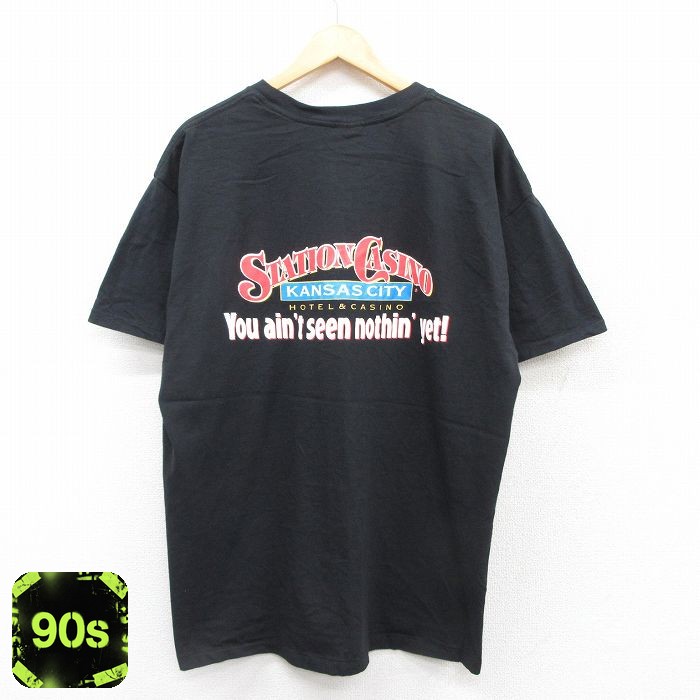 【50%OFF】90s 半袖Tシャツ STATION CASINO ブラック XL | 古着
