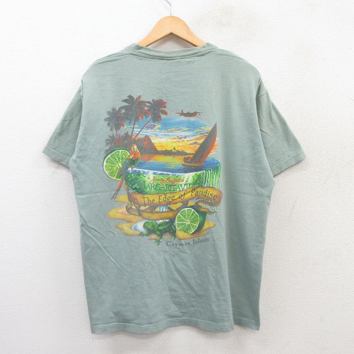XL★古着 半袖 ビンテージ Tシャツ メンズ 00年代 00s MARGARITAVILLE 大きいサイズ コットン クルーネック 薄紺 ネイビー 25jul11 中古