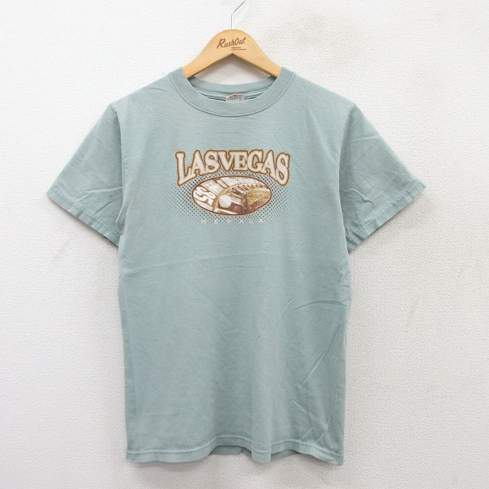 M★古着 半袖 ビンテージ Tシャツ メンズ 00年代 00s ラスベガス ルーレット コットン クルーネック 緑系 グリーン 25jul11 中古