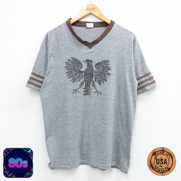 【50%OFF】80s 半袖Tシャツ 鳥ハンドペイント グレー L | 古着