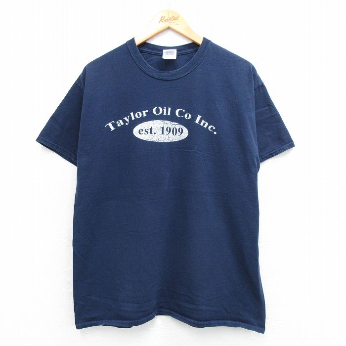 L★古着 半袖 ビンテージ Tシャツ メンズ 00年代 00s Taylor Oil コットン クルーネック 紺 ネイビー 25jul12 中古