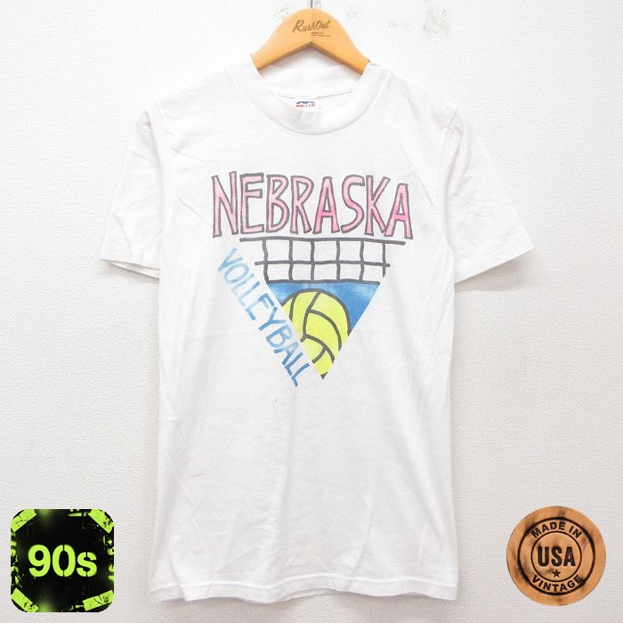 【50%OFF】90s 半袖Tシャツ ネブラスカ バレーボール ホワイト S | 古着