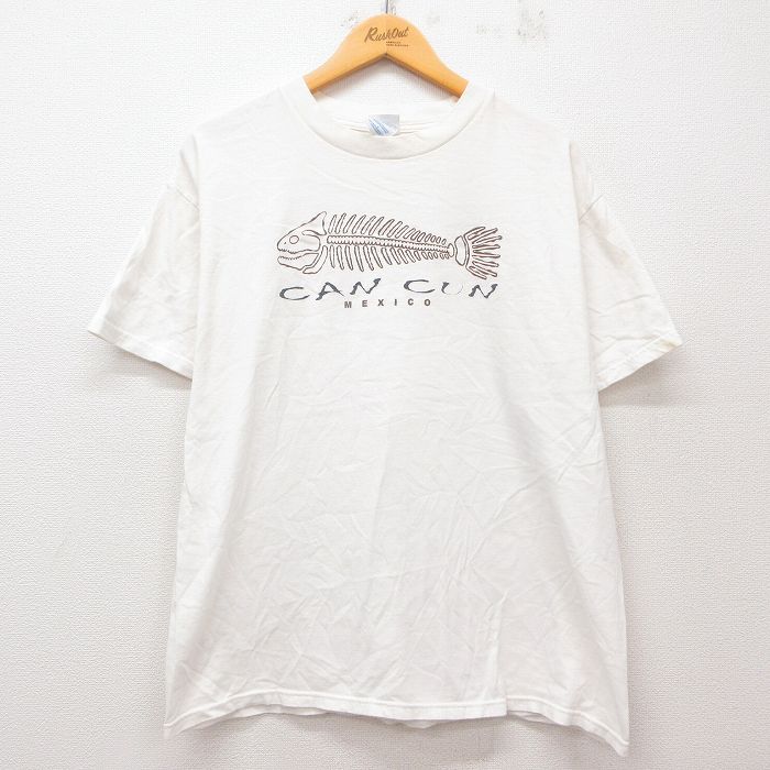 00s 半袖Tシャツ 魚骨 ホワイト XL | 古着