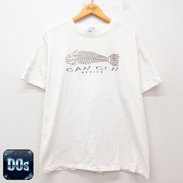 【50%OFF】00s 半袖Tシャツ 魚骨 ホワイト XL | 古着