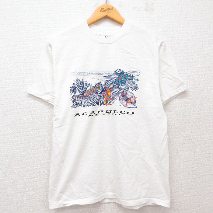M★古着 半袖 ビンテージ Tシャツ メンズ 00年代 00s ヤモリ ACAPULCO コットン クルーネック 白 ホワイト 25jul12 中古