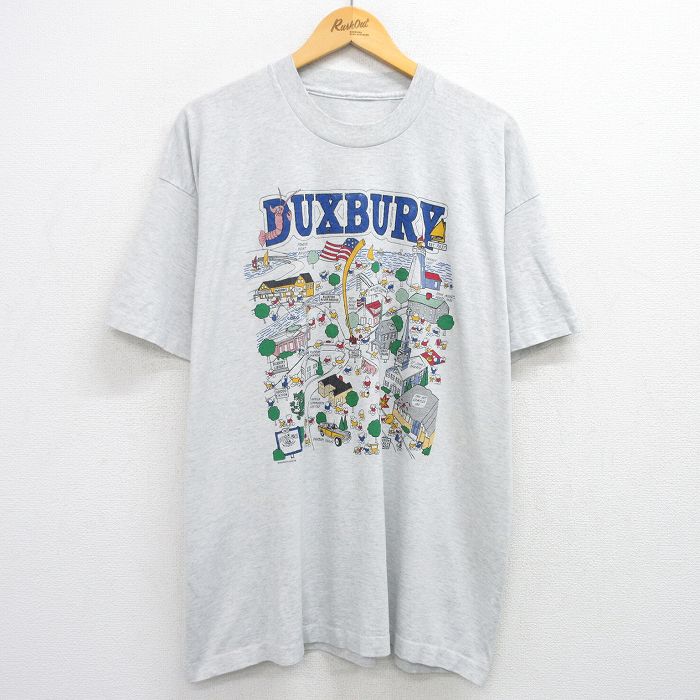 XL★古着 半袖 ビンテージ Tシャツ メンズ 90年代 90s ダックスベリー 大きいサイズ クルーネック グレー 霜降り 【spe】 25jul12 中古