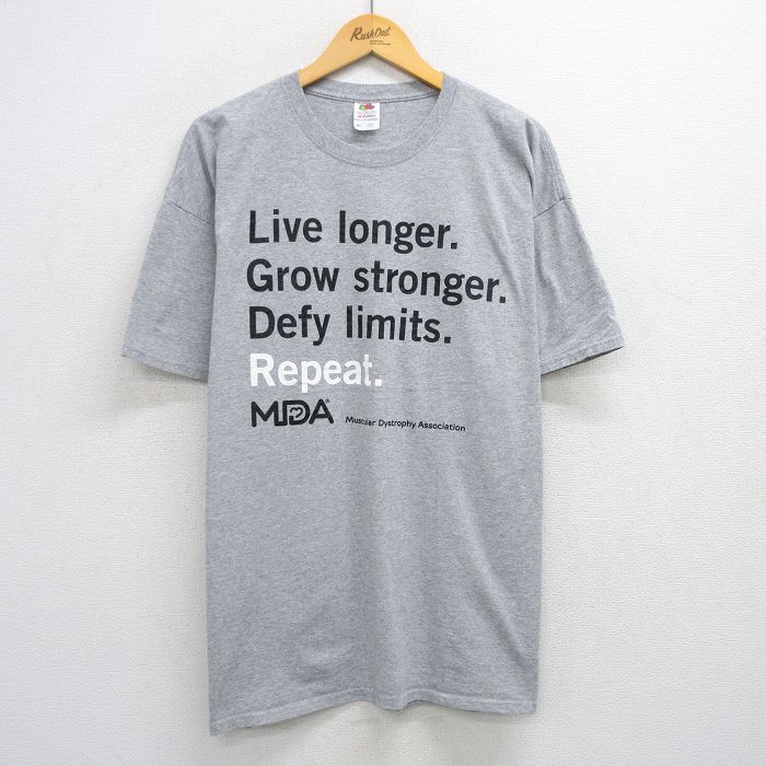 XL★古着 フルーツオブザルーム 半袖 ビンテージ Tシャツ メンズ 00年代 00s Repeat MDA 大きいサイズ クルーネック グレー 霜降り 25jul12 中古