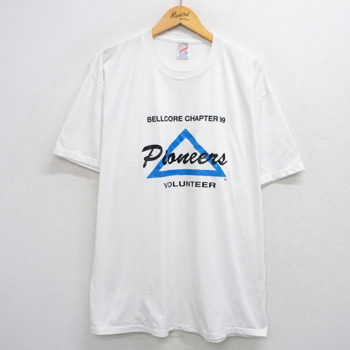 XL★古着 ジャージーズ 半袖 ビンテージ Tシャツ メンズ 90年代 90s パイオニア ボランティア 大きいサイズ クルーネック USA製 白 ホワイト 25jul12 中古