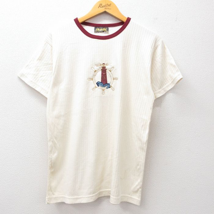 M★古着 半袖 ビンテージ Tシャツ メンズ 90年代 90s 灯台 刺繍 クルーネック USA製 生成り他 25jul15 中古