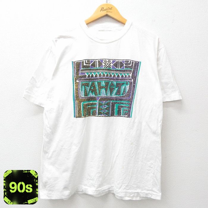 【50%OFF】90s 半袖Tシャツ TAHITI ホワイト L | 古着