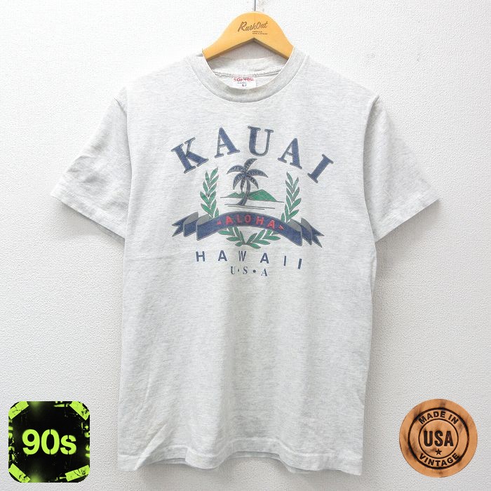 【50%OFF】90s 半袖Tシャツ KAUI ヤシの木 グレー M | 古着