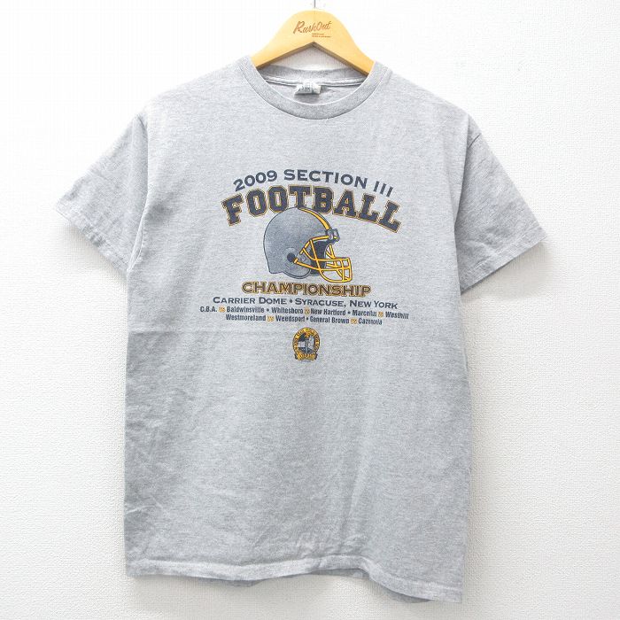 M★古着 半袖 ビンテージ Tシャツ メンズ 00年代 00s フットボール クルーネック グレー 霜降り 25jul15 中古