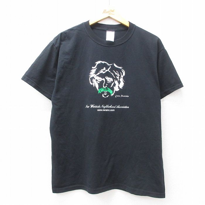 【50%OFF】L★古着 ジャージーズ 半袖 ビンテージ Tシャツ メンズ 00年代 00s LINDY PACKRD クルーネック 黒 ブラック 25jul16 中古
