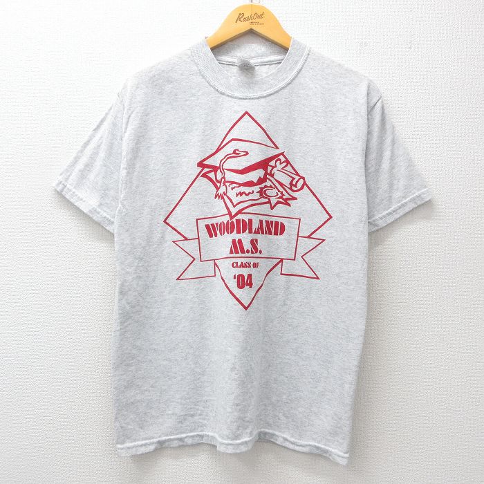 L★古着 ジャージーズ 半袖 ビンテージ Tシャツ メンズ 00年代 00s WOODLAND クルーネック 薄グレー 霜降り 25jul16 中古