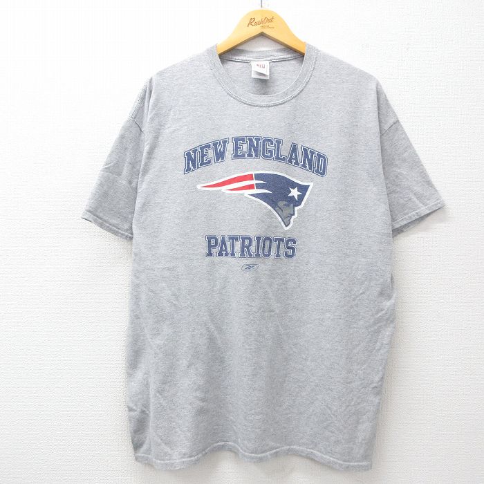 XL★古着 半袖 ビンテージ Tシャツ メンズ 00年代 00s NFL ニューイングランドペイトリオッツ リーボック REEBOK クルーネック グレー 霜降り アメフト スーパーボウル 25jul16 中古
