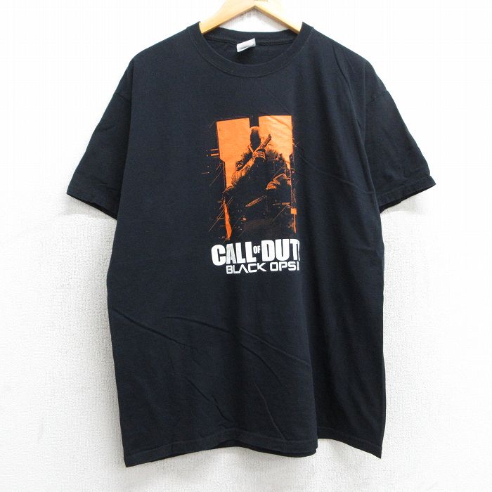 XL★古着 フルーツオブザルーム 半袖 ビンテージ Tシャツ メンズ 00年代 00s ゲーム コールオブデューティ コットン クルーネック 黒 ブラック 25jul16 中古
