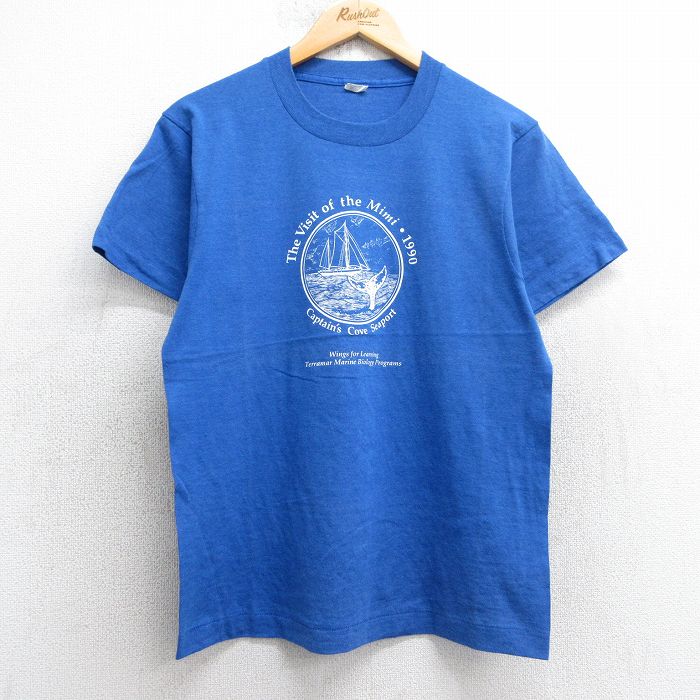 M★古着 スクリーンスターズ 半袖 ビンテージ Tシャツ メンズ 90年代 90s 船 クルーネック USA製 青 ブルー 25jul16 中古