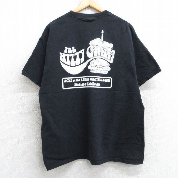 XL★古着 ヘインズ Hanes 半袖 ビンテージ Tシャツ メンズ 00年代 00s ケーキ ハンバーガー コットン クルーネック 黒 ブラック 25jul16 中古