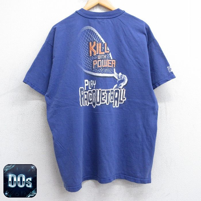 ヘインズ 00s 半袖Tシャツ ラケットボール ネイビー XL | 古着