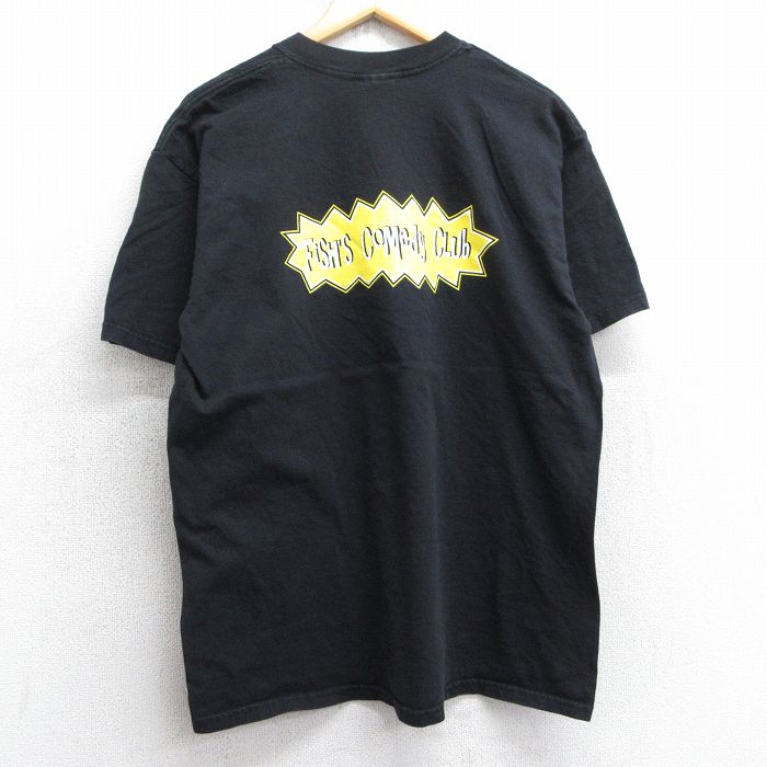 L★古着 半袖 ビンテージ Tシャツ メンズ 00年代 00s FISHS COMEDY CLUB コットン クルーネック 黒 ブラック 25jul16 中古