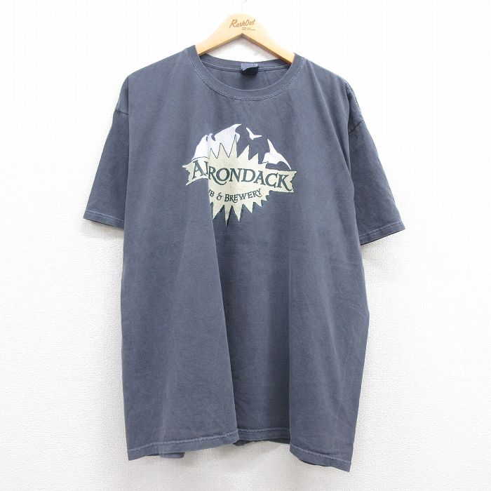 XL★古着 半袖 ビンテージ Tシャツ メンズ 00年代 00s アディロンダック 大きいサイズ コットン クルーネック 紺 ネイビー 25jul16 中古