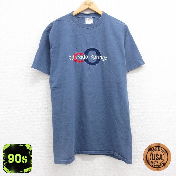 オニータ 90s 半袖Tシャツ コロラドスプリングス刺繍 ネイビー XL | 古着