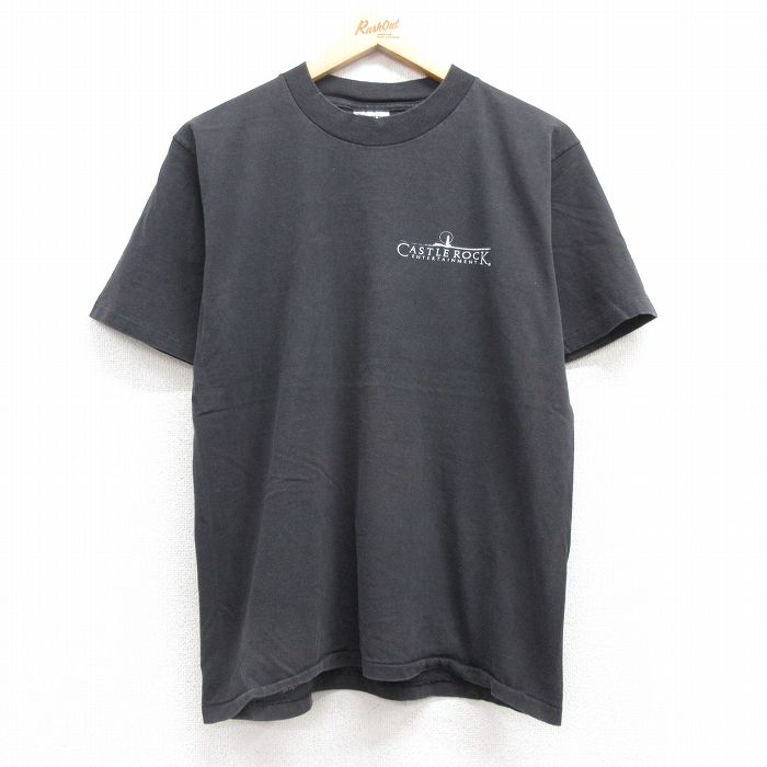 L★古着 オニータ ONEITA 半袖 ビンテージ Tシャツ メンズ 90年代 90s CASTLE ROCK コットン クルーネック USA製 黒 ブラック 25jul16 中古