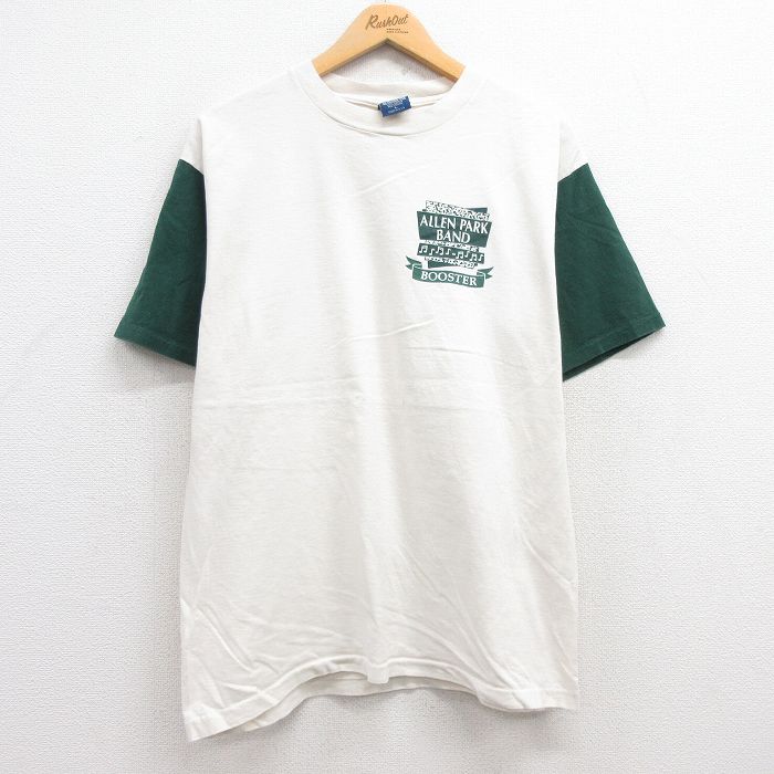 L★古着 BELTON 半袖 ビンテージ Tシャツ メンズ 90年代 90s ALLEN PARK BAND ツートンカラー コットン クルーネック USA製 生成り 【spe】 25jul16 中古