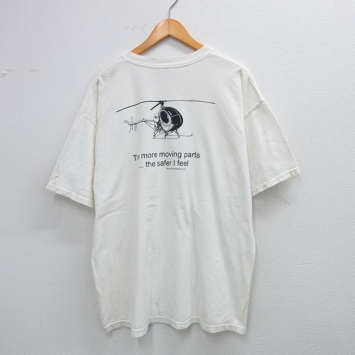 XL★古着 半袖 ビンテージ Tシャツ メンズ 00年代 00s ヘリコプター 大きいサイズ コットン クルーネック 白 ホワイト 【spe】 25jul17 中古