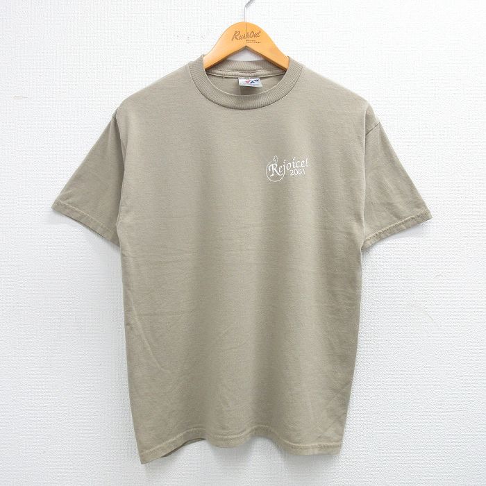 M★古着 ジャージーズ 半袖 ビンテージ Tシャツ メンズ 00年代 00s Rejoice クルーネック ベージュ系 カーキ 25jul17 中古