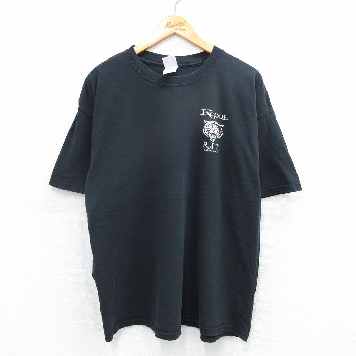 XL★古着 半袖 ビンテージ Tシャツ メンズ 00年代 00s XGCOE RIT トラ 大きいサイズ コットン クルーネック 黒 ブラック 25jul17 中古