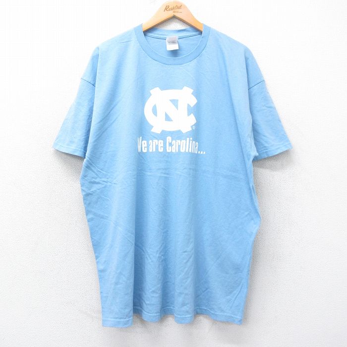 【50%OFF】XL★古着 フルーツオブザルーム 半袖 ビンテージ Tシャツ メンズ 00年代 00s ノースカロライナ 大きいサイズ ロング丈 コットン クルーネック 薄紺 ネイビー 25jul18 中古