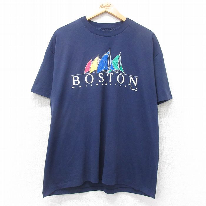 ヘインズ 90s 半袖Tシャツ ボストンヨット ネイビー L | 古着