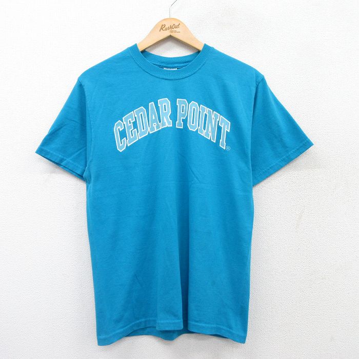 M★古着 ジャージーズ 半袖 ビンテージ Tシャツ メンズ 00年代 00s CEDAR POINT クルーネック 水色 25jul18 中古
