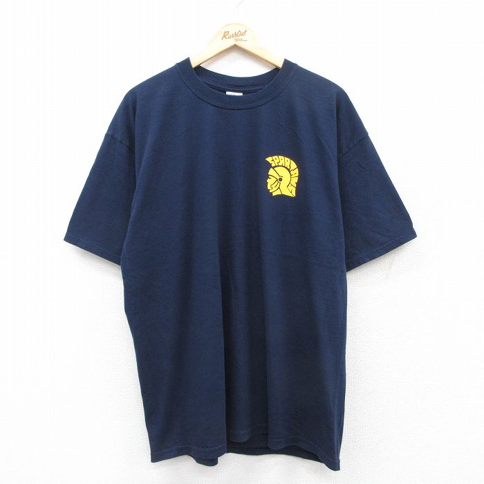 【50%OFF】XL★古着 半袖 ビンテージ Tシャツ メンズ 00年代 00s SPARTANS 大きいサイズ コットン クルーネック 紺 ネイビー 25jul18 中古