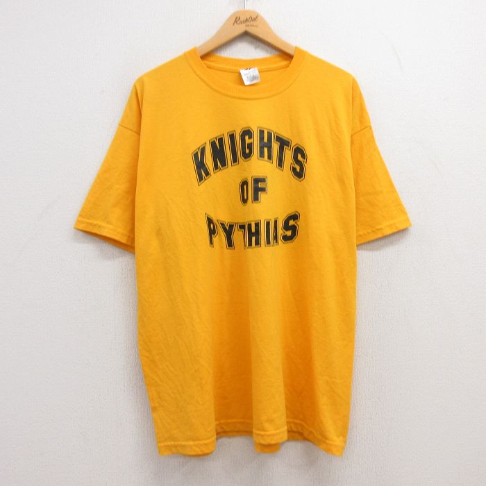 XL★古着 ジャージーズ 半袖 ビンテージ Tシャツ メンズ 00年代 00s KNIGHTS 大きいサイズ クルーネック 黄 イエロー 25jul24 中古