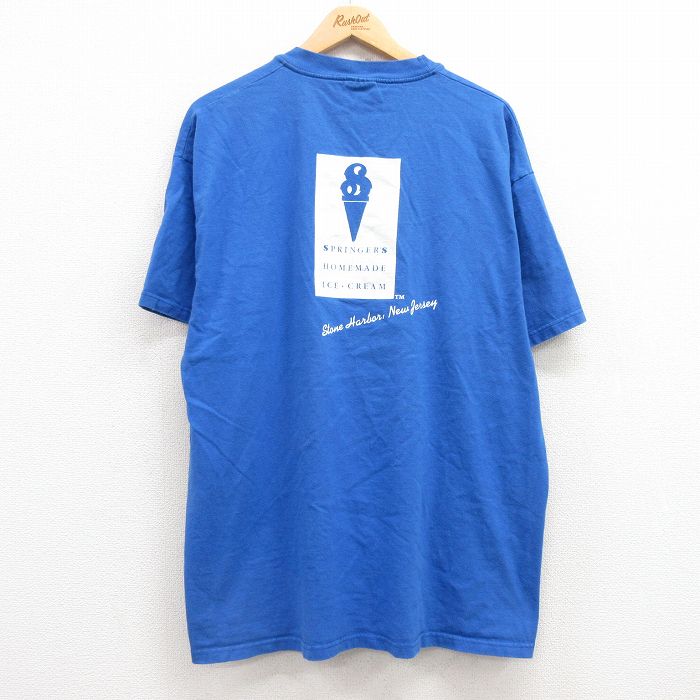 XL★古着 ヘインズ Hanes 半袖 ビンテージ Tシャツ メンズ 00年代 00s アイスクリーム 大きいサイズ コットン クルーネック 青 ブルー 25jul24 中古