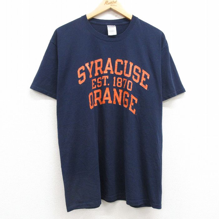 XL★古着 ジャージーズ 半袖 ビンテージ Tシャツ メンズ 00年代 00s シラキュース クルーネック 紺 ネイビー 25jul24 中古