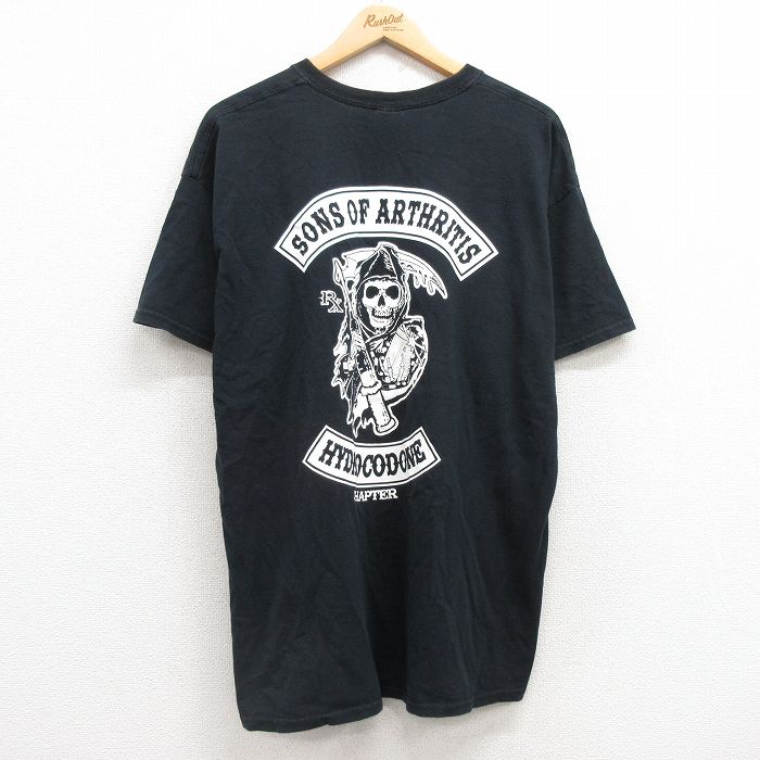 【50%OFF】XL★古着 半袖 ビンテージ Tシャツ メンズ 00年代 00s 死神 コットン クルーネック 黒 ブラック 25jul24 中古