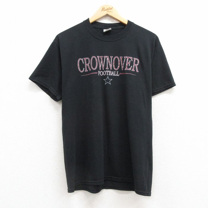 M★古着 ジャージーズ 半袖 ビンテージ Tシャツ メンズ 00年代 00s CROWNOVER クルーネック 黒 ブラック 25jul24 中古