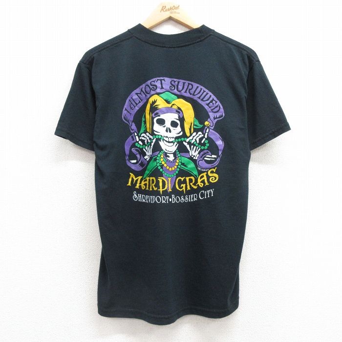 M★古着 ジャージーズ 半袖 ビンテージ Tシャツ メンズ 00年代 00s マルディグラ クルーネック 黒 ブラック 25jul24 中古
