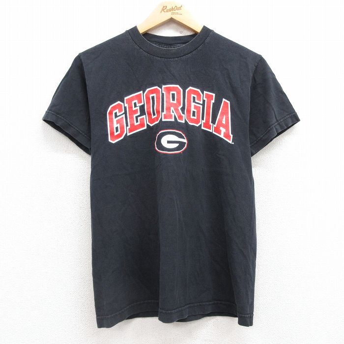 S★古着 半袖 ビンテージ Tシャツ メンズ 00年代 00s ジョージア コットン クルーネック 黒 ブラック 25jul24 中古
